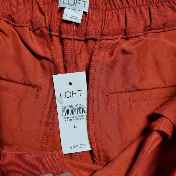 Loft Women Rusty Orange Chino Travel Casual Short Elastic Waistband Size Large - Picture 7 of 9